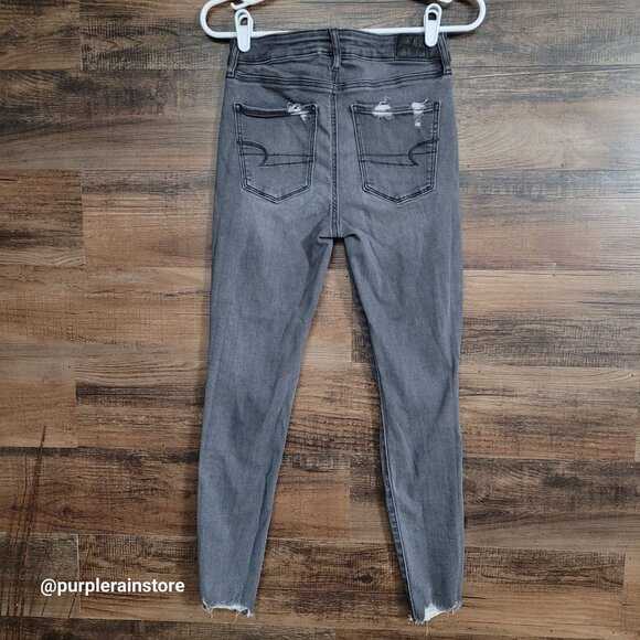 American Eagle Jeans 4 R Jegging Super Hi Rise Next Level Stretch Charcoal - Picture 2 of 13
